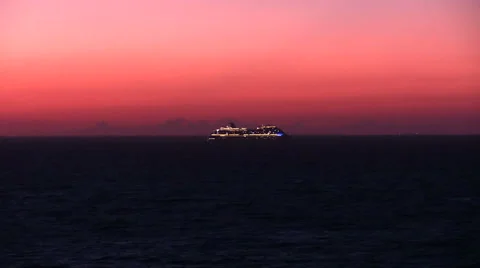 Crusie Ship at Sunset Stock Footage 63305929