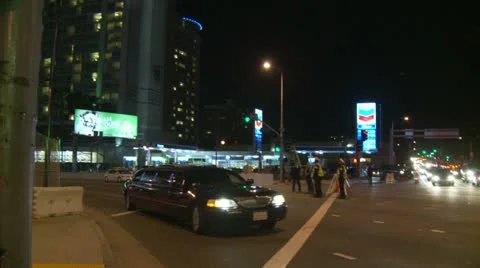 Crusing Stretched Limousine Stock Footage 21999417