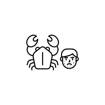 Crustacean, allergic icon. Element of problems with allergies icon. Thin line Stock Illustration