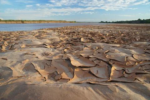 Crusted Sand of River Stock Photos