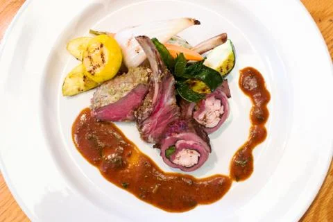 Crusted stuffed lamb chops Stock Photos