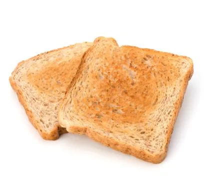 Crusty bread toast slice isolated on white background Stock Photos