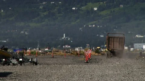 Crusty, Rusty Dump Truck Heading Down Dusty Road Stock Footage 11884701