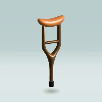 Crutch isolated vector 3d icon. wooden crutch 3d illustration. Stock Illustration