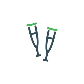 Crutch vector icon. Broken leg flat isolated icon rehabilitation line crutch Stock Illustration