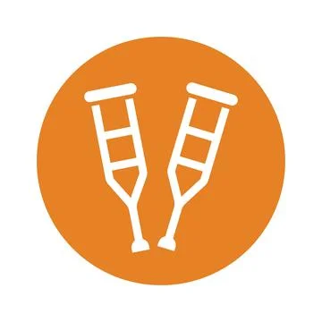 Crutches icon design, orange vector graphics Stock Illustration