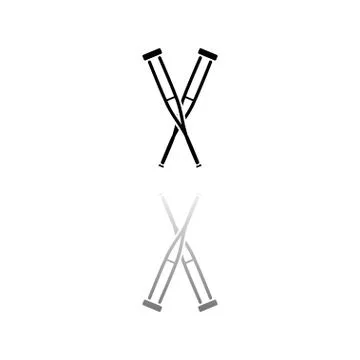 Crutches icon flat Stock Illustration