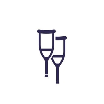 Crutches icon on white, vector Illustrazione stock