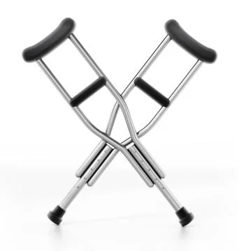 Crutches isolated on white background. 3D illustration Illustration