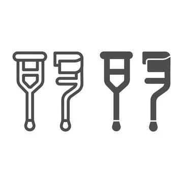 Crutches line and solid icon, medical equipment concept, crutches sign on white Stock-Illustration