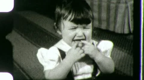 Cry Baby Bawling Upset Girl Crying Brat Child 1950s Vintage Film Home Movie Stock Footage