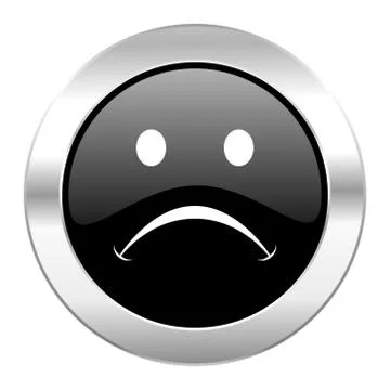 Cry black circle glossy chrome icon isolated. Stock Illustration