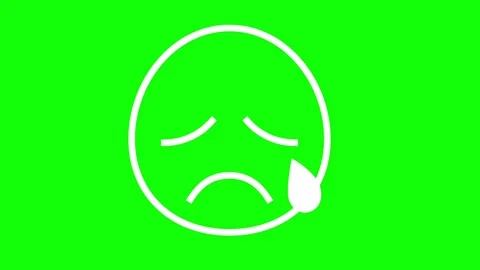 Cry Emoji Line Icon Green Screen Chroma ... | Stock Video | Pond5