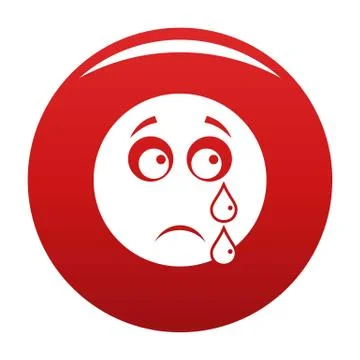 Cry smile icon vector red Stock Illustration