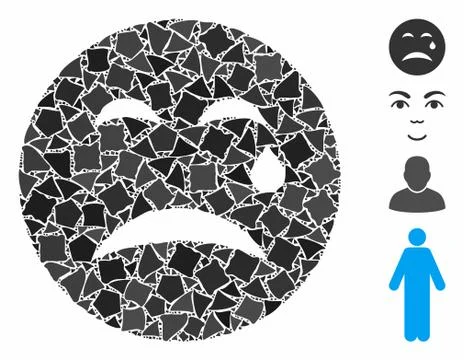 Cry smiley Composition Icon of Inequal Elements 库存插图