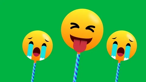 Crying and laughing emoji combination emoji isolated on green screen Stock Footage 281439136