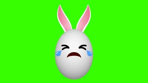Crying and sad easter bunny on green screen. Stock Illustration