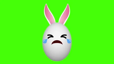 Crying and sad expression easter bunny on green screen Stock Footage 306078753