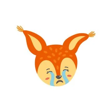 Crying and sad squirrel face like emoji. Vector illustration in flat style Stock Illustration