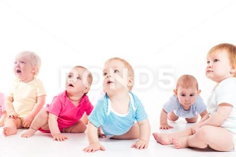 Crying and scared babies Stock Photos
