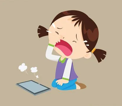 Crying angry kid addicted mobile phone 05 Stock Illustration