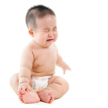Crying asian baby boy Stock Photos