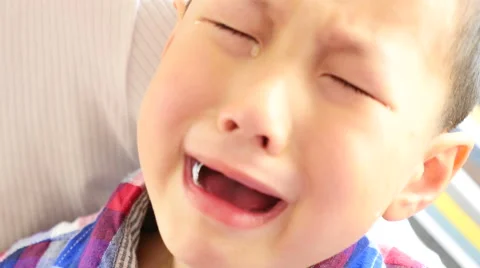 Crying asian boy Stock Footage 49966615