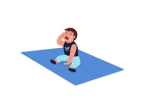Crying baby flat color vector detailed character 스톡 일러스트