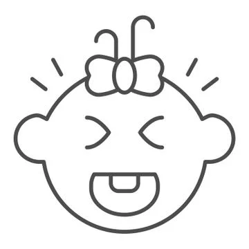 Crying baby thin line icon. Kid cry vector illustration isolated on white. Child Stock Illustration