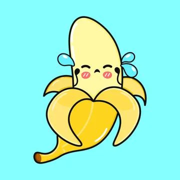 Crying Banana character. Vector hand drawn cartoon kawaii character illustr.. Stock Illustration