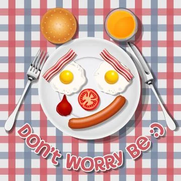 Crying bear make with fried eggs and sausage and bacon Stock Illustration