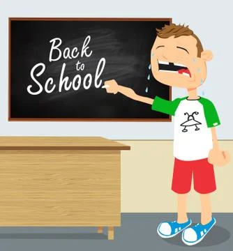 Crying boy in school Stock Illustration