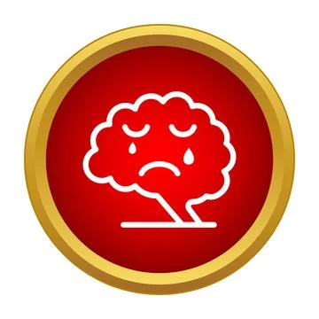 Crying brain icon illustrating depression and mental pain Stock Illustration