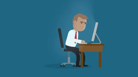 Crying Businessman Using Computer At Workplace Stock Footage