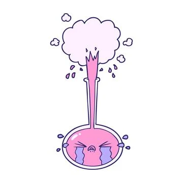 Crying cartoon science experiment crying in bright neon color 스톡 일러스트