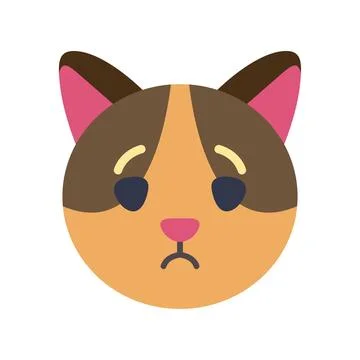 Crying cat face emoji expressing sadness or disappointment Stock Illustration