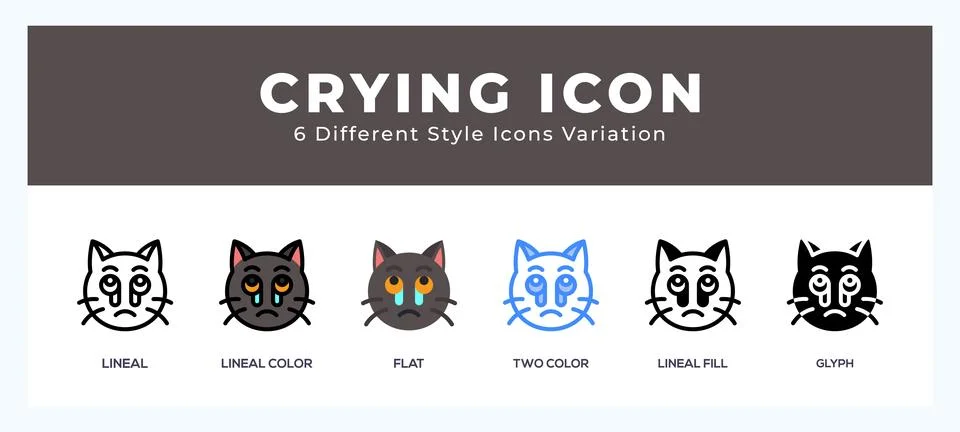 Crying cat icon vector for web. and mobile app Stock Illustration
