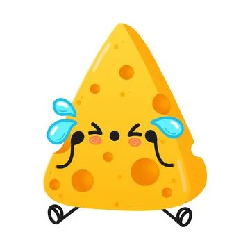 Crying cheese slice cartoon character expressing sadness Stock Illustration