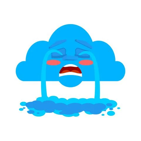 Crying cloud isolated. cloud is crying like rain. vector illustration Stock Illustration