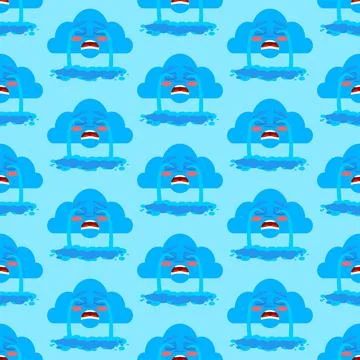 Crying cloud pattern seamless. cloud is crying like rain background. vector t イラスト素材