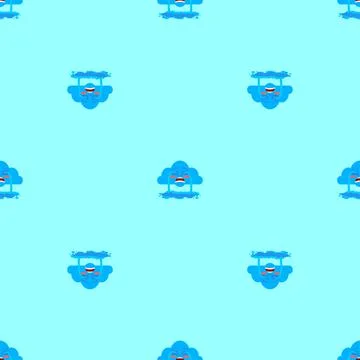 Crying cloud pattern seamless. cloud is crying like rain background. vector t 스톡 일러스트