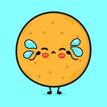 Crying cookies character. Vector hand drawn cartoon kawaii character illust.. Illustrazione stock