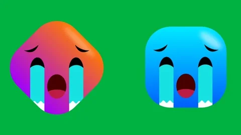 Crying emoji animation in different shapes and colours on green screen Stock Footage 270451077
