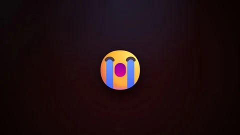 Crying emoji face graphic with flowing tears and sad expression against Stock Footage 346007237