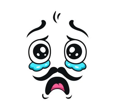 Crying emoji or whining face with tearful eyes Illustrazione stock