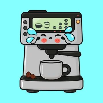 Crying espresso machine needing coffee illustration Stock Illustration