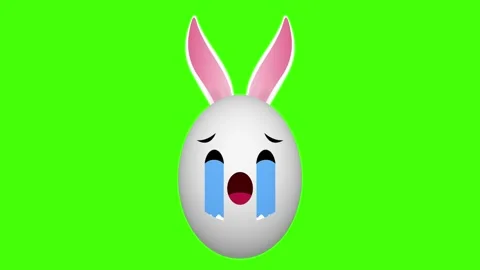 Crying expression easter egg animation on green screen. Stock Footage 306078750