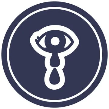 Crying eye circular icon Stock Illustration