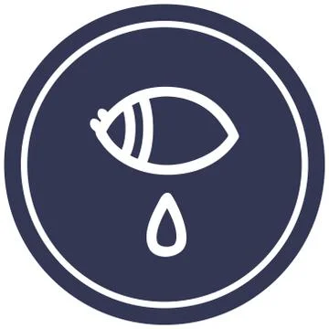Crying eye circular icon Stock Illustration