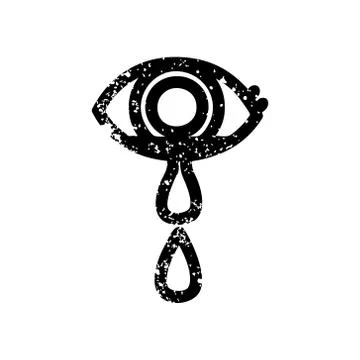 Crying eye distressed icon Stock Illustration